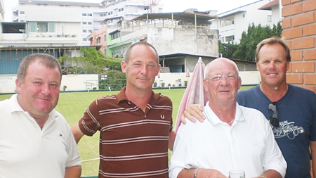 The 4 matchplay winners: Tim Dalton, Jim Cleaver, Alun Evans and John Dean.